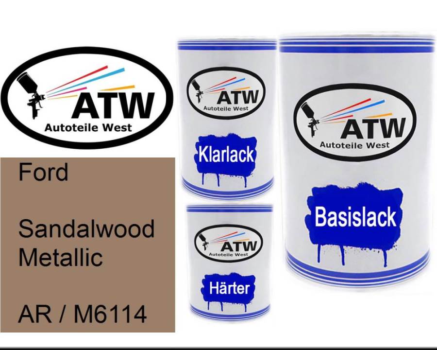 Ford, Sandalwood Metallic, AR / M6114: 500ml Lackdose + 500ml Klarlack + 250ml Härter - Set, von ATW Autoteile West.